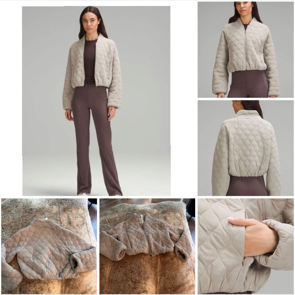 Lululemon Quilted Bomber Jacket in Riverstone 4 Small Coat